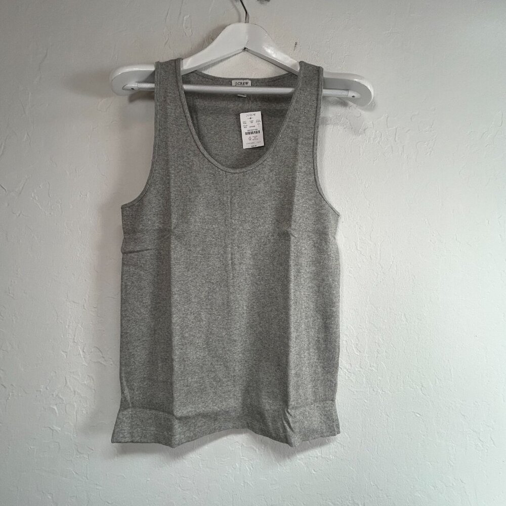J.Crew Women's Ribbed Cotton Tank Top Style AY276 XL Gray Scoop Neck Casual New